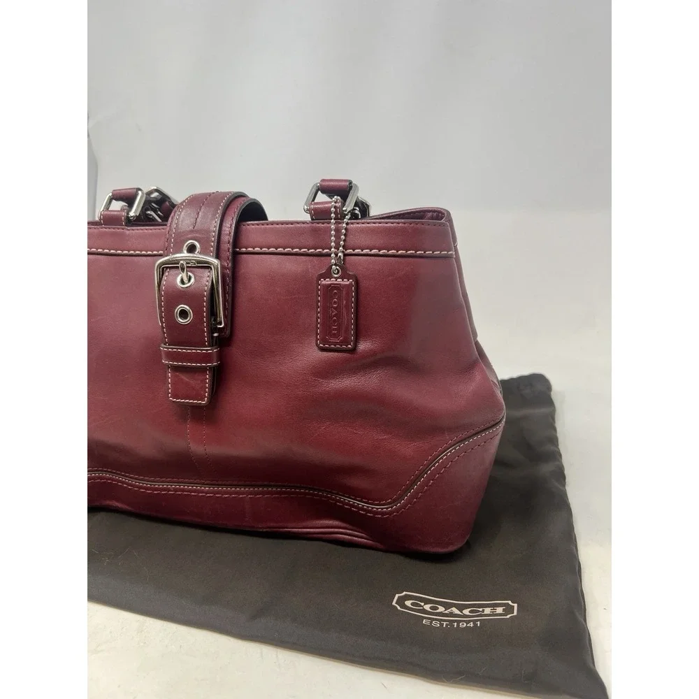 Coach MEDIUM F12602 Vintage Burgundy Y2K Soho Hampton Leather Satchel